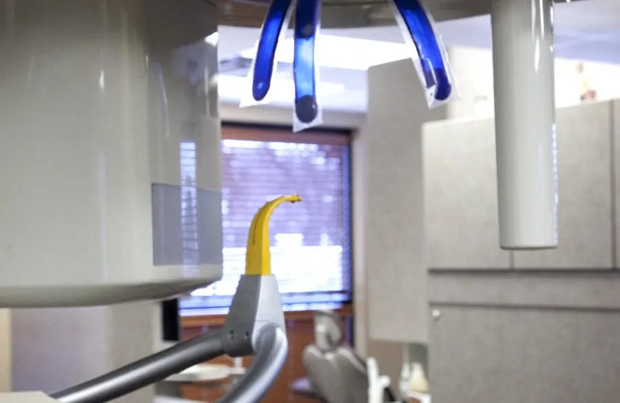 The practice's panoramic imaging machine, with its blue bite guides.